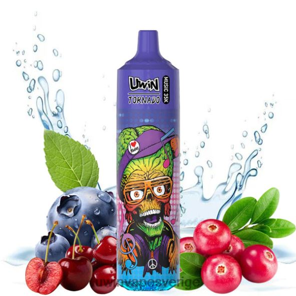 Uwin Vape Stockholm JX82XT26 UWIN CRYSTAL 35k engångsvape blåbär körsbär tranbär